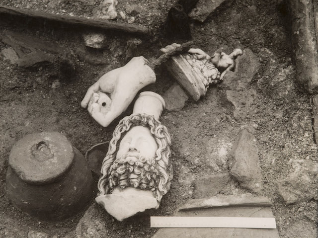 The Head of Sepharis discovered  at excavation site of the Temple of Mithras , Walbrook, London, 1954.