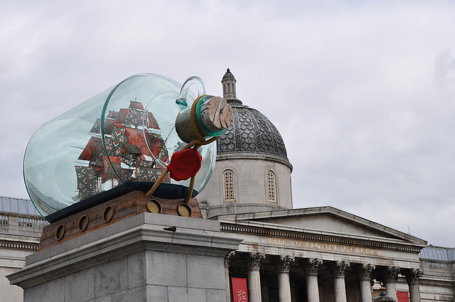 Nelson's ship in a bottle was on the top of the Fourth Plinth before being moved to Greenwich. Photo by Guy Tyler 