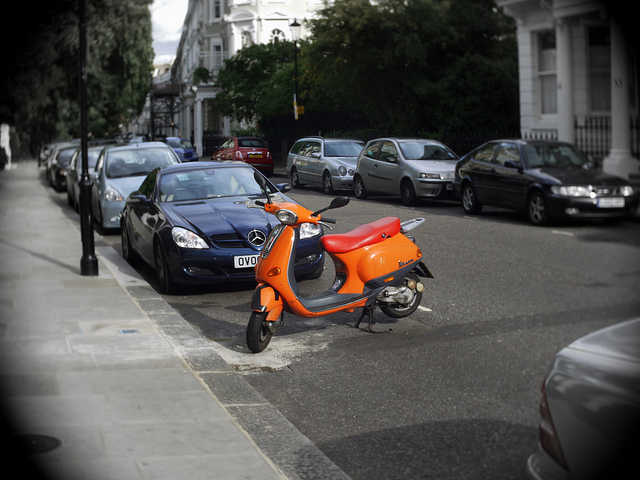 Orange Vespa, by Ravi