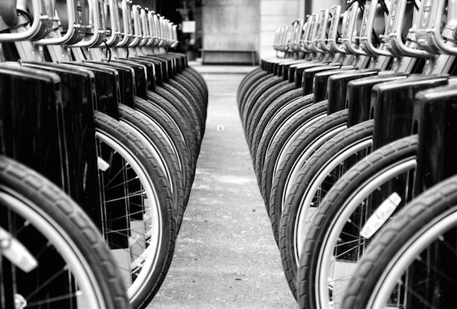 Rows of wheels. Photo by Pete Rowbottom.