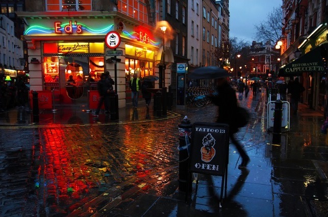 soho in the rain