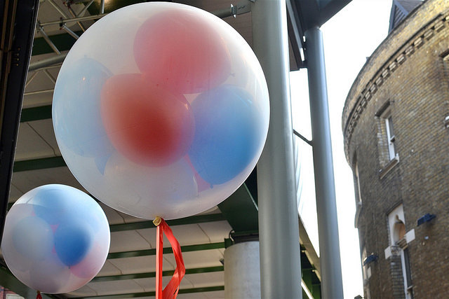 Balloons within balloons in Borough Market, by psyxjaw .
