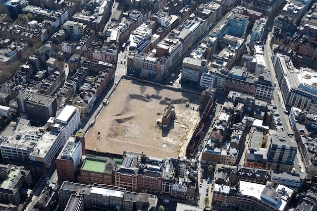 The chapel recently stood alone, as part of major redevelopment, Fitzroy Place.