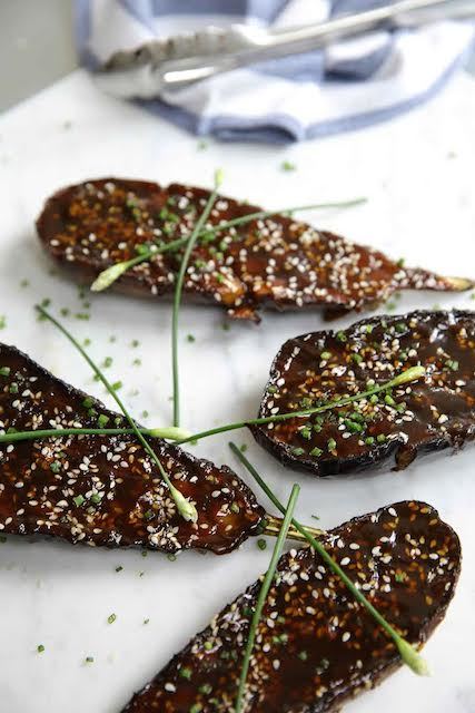 Miso-glazed aubergines