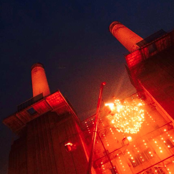Totally Thames' Fire Garden lit up Battersea Power Station.