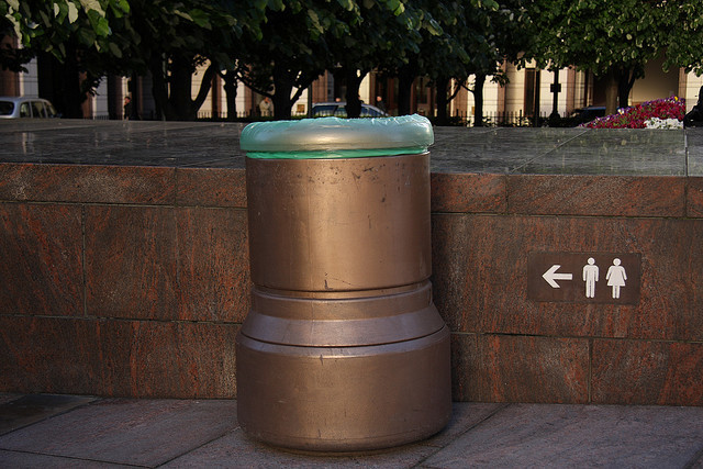 An inviting unisex khazi. By Father of Spider Cat in the Londonist Flickr pool.