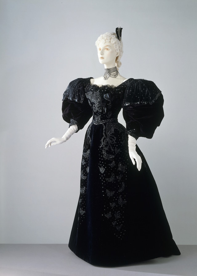 Will you wear a frock? Evening dress and bodice made by Stern Bros, New York, c.1894 (c) V&amp;A