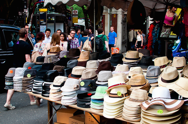 Hat stall in Shaftesbury Avenue by Matt