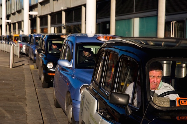 Cabbies in a queue. Photo: James Offer