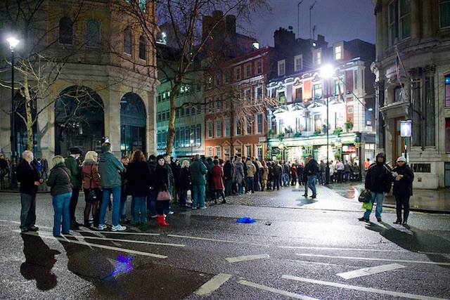 The queue to get into the Sherlock Holmes pub near Charing Cross on New Year's Eve 2011. Photo: World of Tim