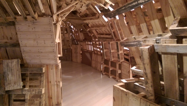 One floor is dominated by the tunnels made out of wooden pallets. Photo Tabish Khan