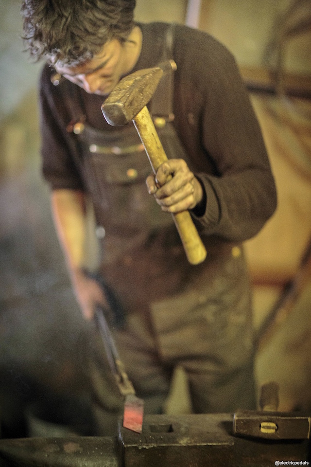 James hammers the steel