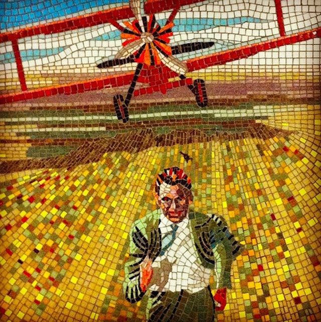 Leytonstone station has several mosaics depicting the films of local lad Alfred Hitchcock. This one is from North by Northwest. Photo: Matt Booy (2012)