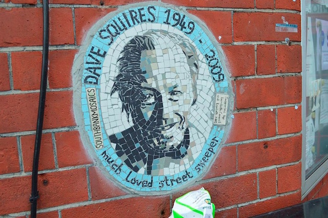 This mosaic outside Waterloo Action Centre in Baylis Road commemorates local, well respected roadsweeper Dave Squires.Photo: Matt Brown (2015)