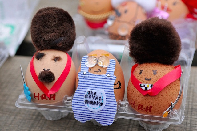 We're not sure if we're overjoyed or concerned at this photo of two members of the royal family and the "royal embryo" (which later turned out to be Prince George) depicted as eggs. Part of a best dressed egg competition at the Lost &amp; Found Good Friday Egg Roll in Primrose Hill. Photo: Andrew Smith (2013)