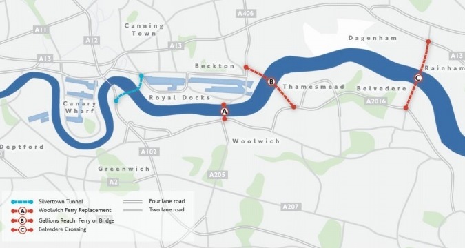 TfL's proposed crossings at Belvedere and Gallions Reach