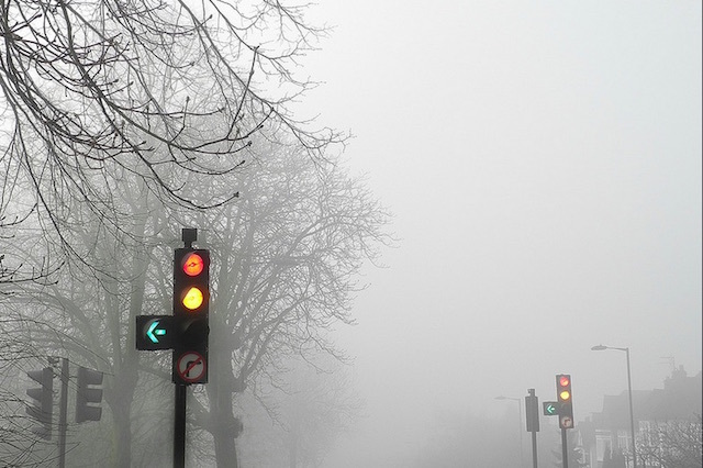 Early spring fog at Cannon Hill, Southgate. Photo: Sowiesoso (2014)