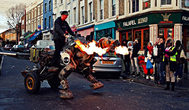 A man riding a dragon in Notting Hill. As you do. Photo: Bill (2009)