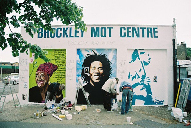 The Bob Marley mural painted as part of Brockley Max's Black Icons celebration.