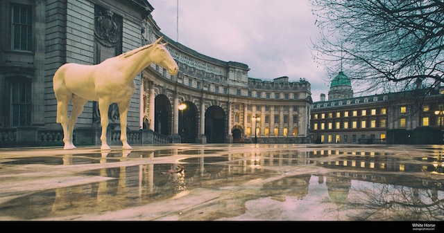 The White Horse by Mark Wallinger with Admiralty Arch in the background. Photo: John Esslinger (2015)