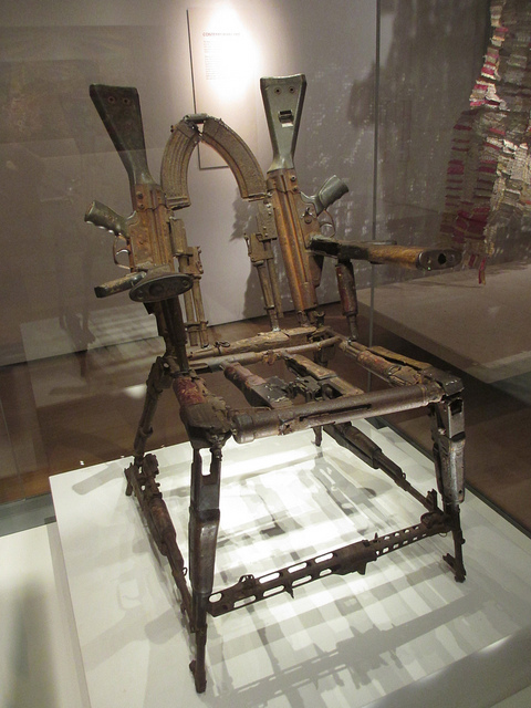 A chair made from guns at the British Museum. Photo by Matt Brown