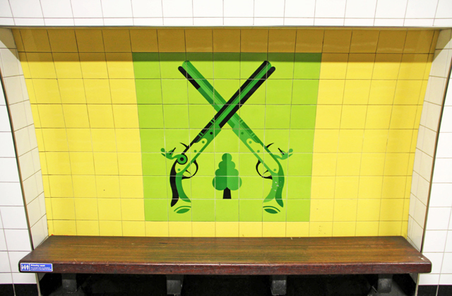 Tiles at Finsbury Park underground station. Photo by Sam Hart
