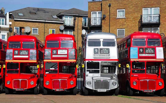 A line up of Routemasters that were used on route 9H until it was withdrawn. At Westbourne Park Bus Garage. Photo: Andrew Smith (2014)