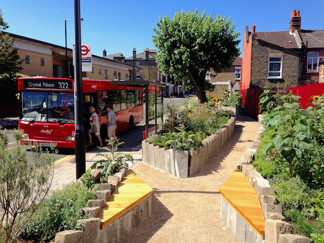 Edible Bus Stop Kerb Garden, Lambeth