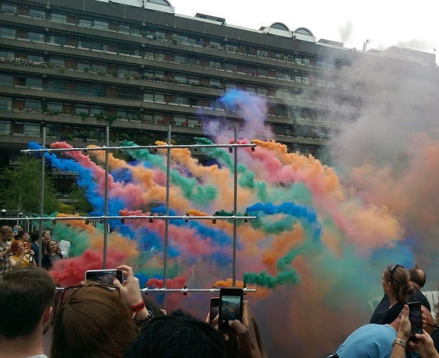 Cameras at the ready - here is the coloured smoke in action. But be quick, it only lasts about a minute. Photo Tabish Khan.