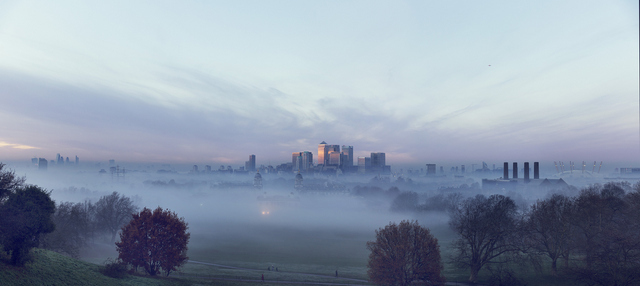 A great view from the Royal Observatory catching the city, Canary Wharf and the O2 arena in one panorama. Copyright Albert Zhang.