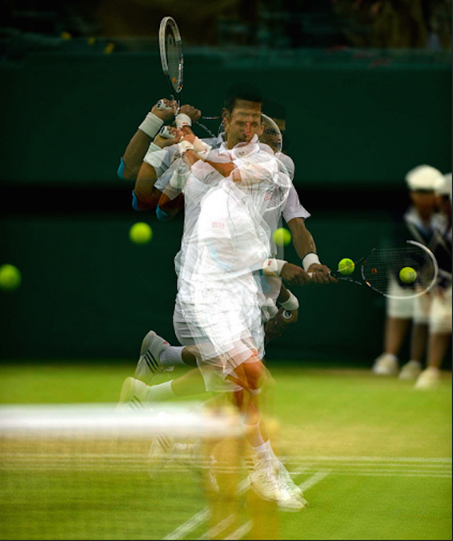 Novak Djokovic shows off at Wimbledon. Photo: Mike King (2012)