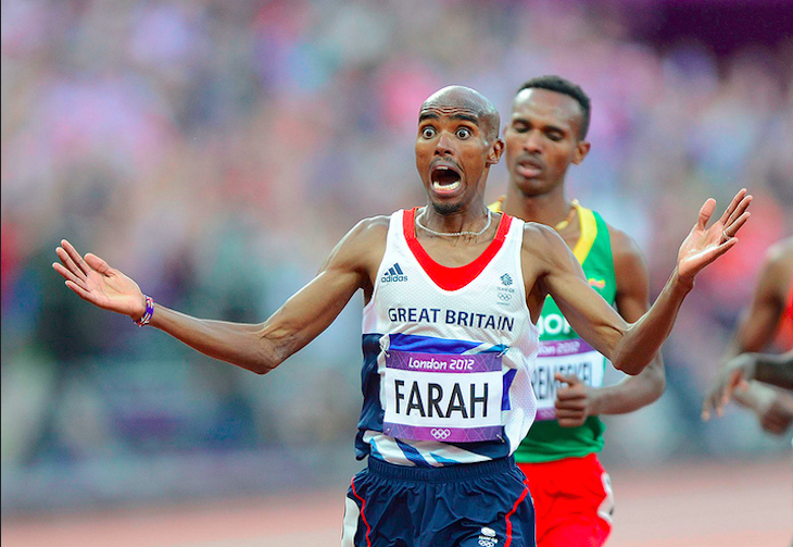 Ecstatic - the moment Mo Farah won the Men's 5000m Final. Photo: Mike King