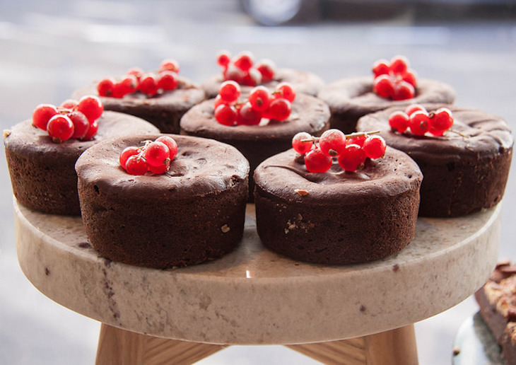 Chocolate cupcakes with red berries at Gail's in Soho. Photo: Chris Goldberg