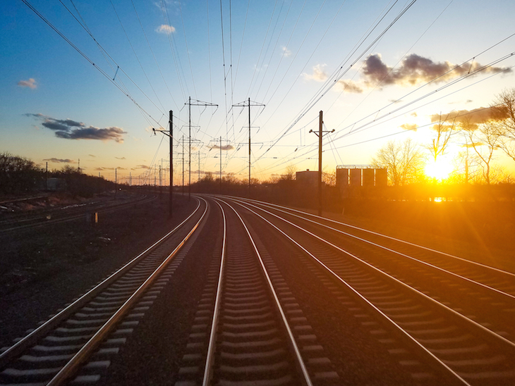 Sunshine on railway track