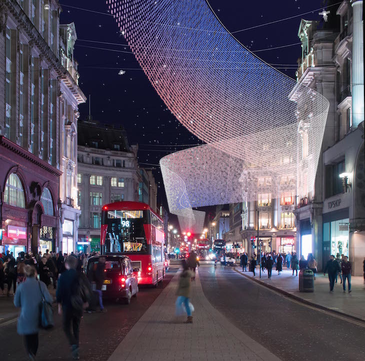 One of the designs for the new Oxford Street Christmas lights, by 3dreid - new Oxford Street Christmas lights 2018 designs delayed