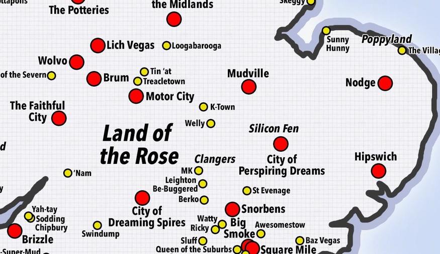 Blighty A Map Of Nicknames For British Cities And Towns Londonist