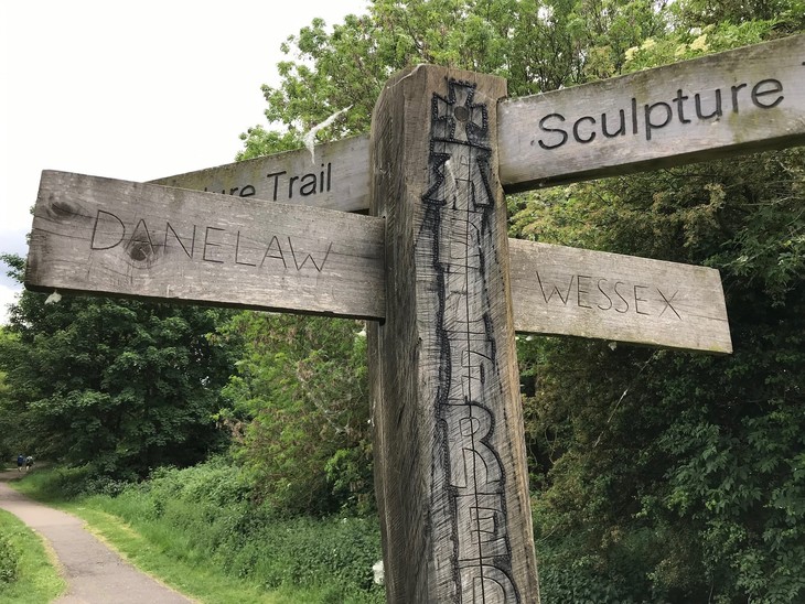 Danelaw and Wessex on a finger post