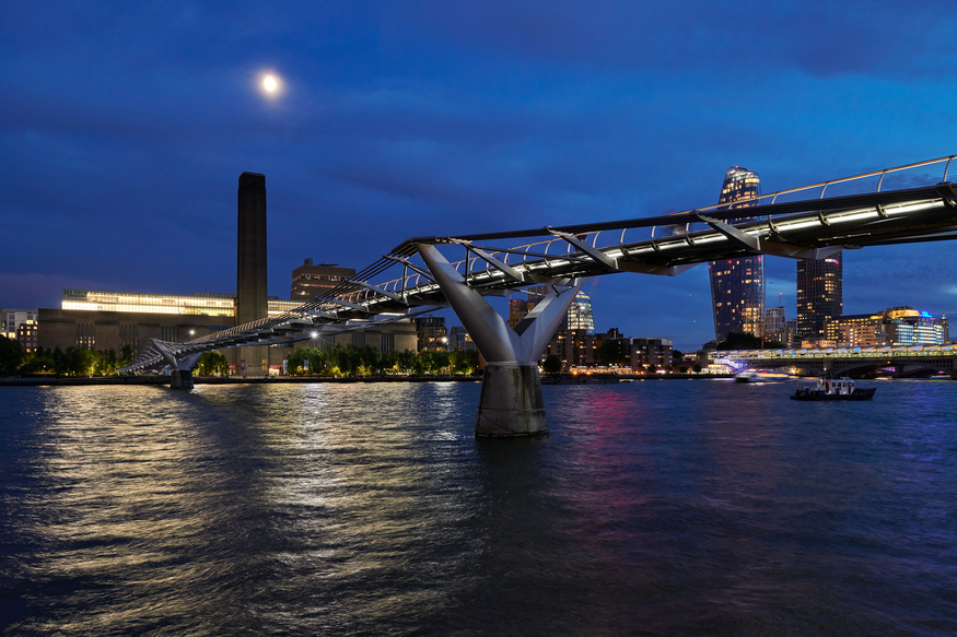 Millennium Bridge with Tate Modern in the background for Illuminated River