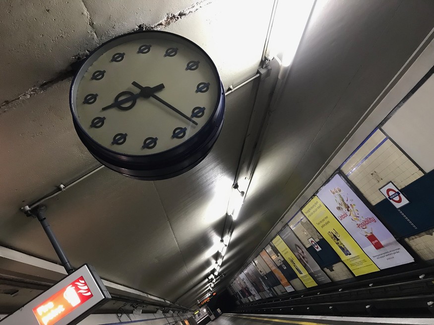 A clock with tube roundels instead of numbers.
