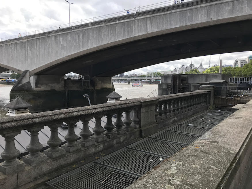 Under modern Waterloo Bridge