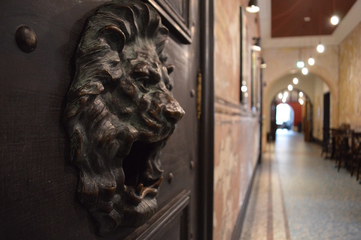 Lion's head on a door in BAC