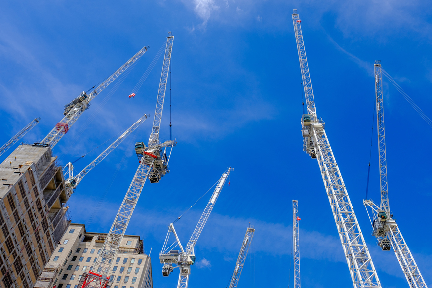 Cranes on the London horizon