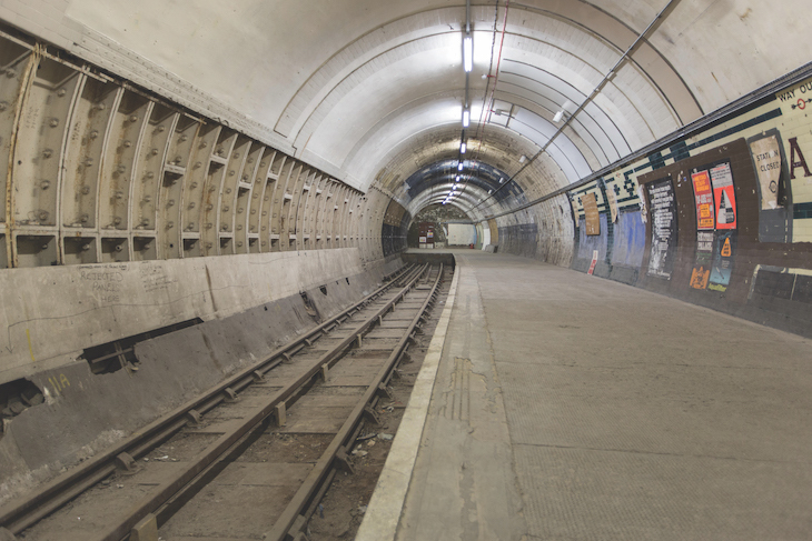 The abandoned tube platform of Aldwych station