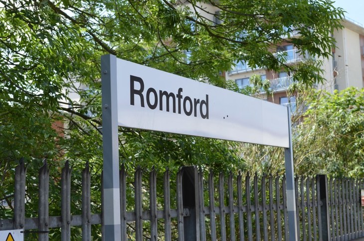 Romford train station sign