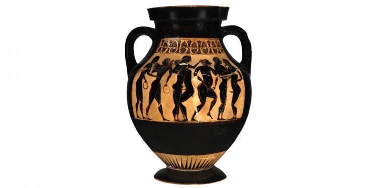 a black-figured amphora showing erotic encounters between older men and youths.