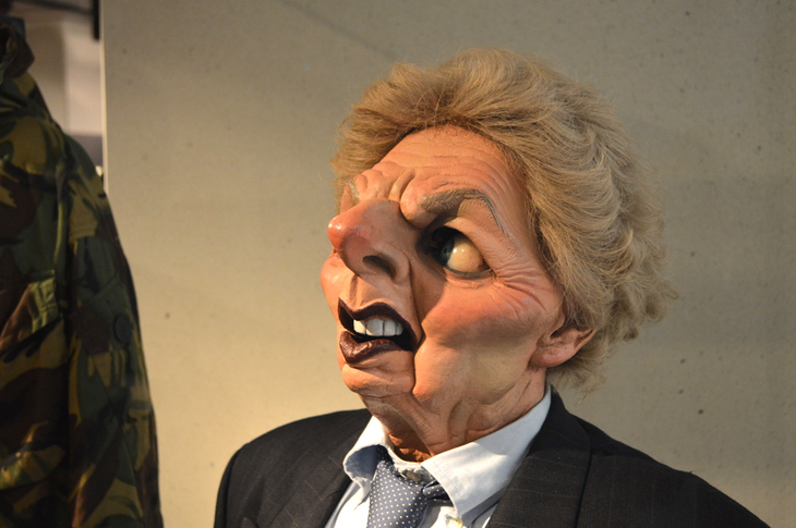 a goggle-eyed puppet of thatcher - not too flattering