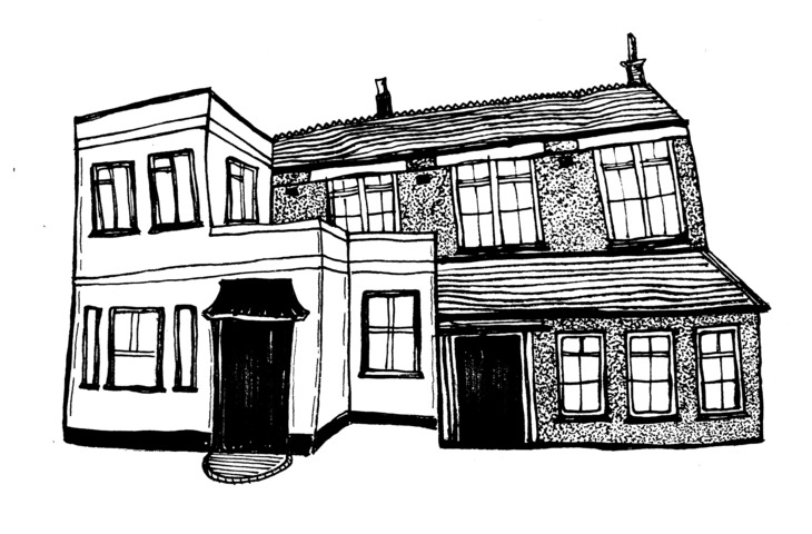 An ink sketch of the outside of the new venue