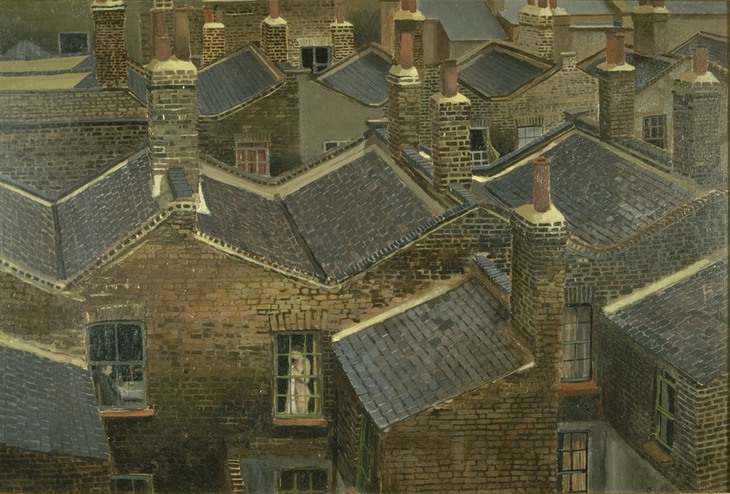 Clustered rooftops of terraces houses from above
