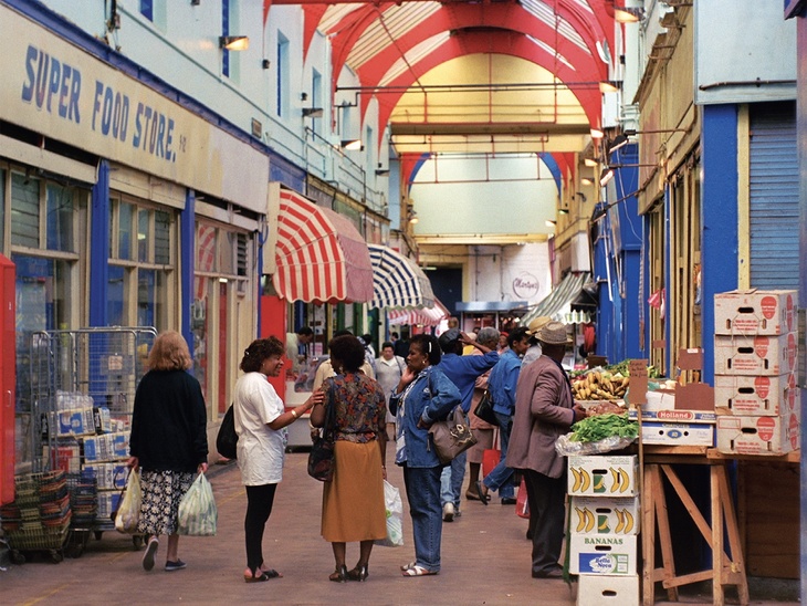 A colourful indoor shopping parade