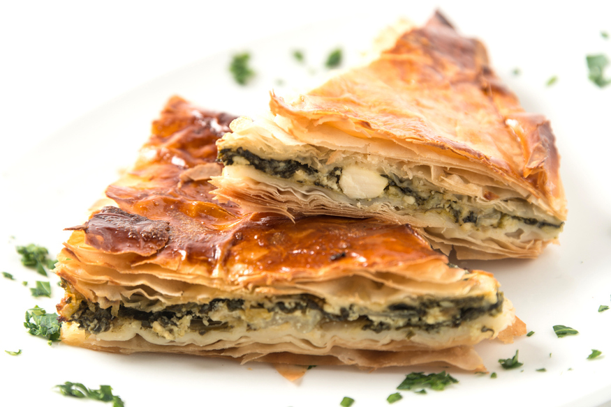A layered spinach pastry